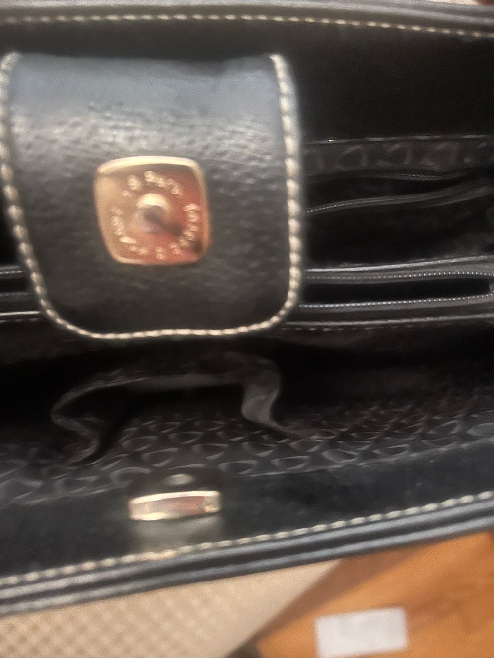 Liz Clairbourne Black Pebble-Texture Shoulder Bag with Gold Accent - Picture 4 of 6